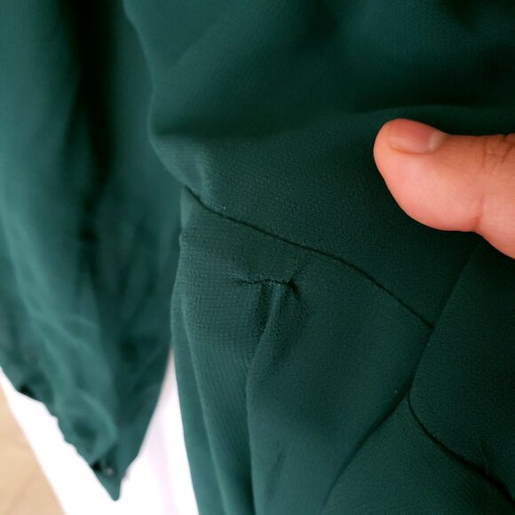 Lulus My Whole Heart Emerald Green Long Sleeve Wrap Dress Formal Party Size L - Picture 15 of 16